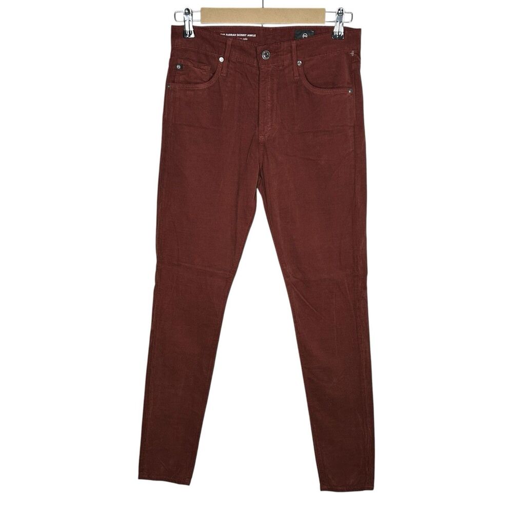 AG Adriano Goldschmied Pants Womens 27 Oxblood Corduroy Thin Wale Velvet NWT